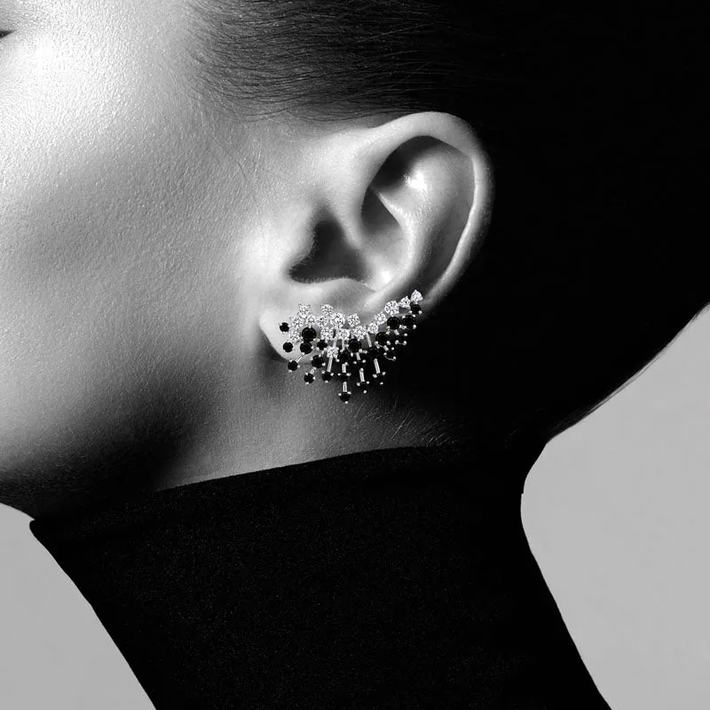 18k Luminus White Gold Earring With 4.55 Cts Vs-Gh And Black Diamonds