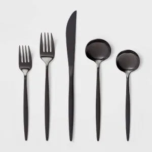 20pc Shapleigh Flatware Set Matte Black - Threshold