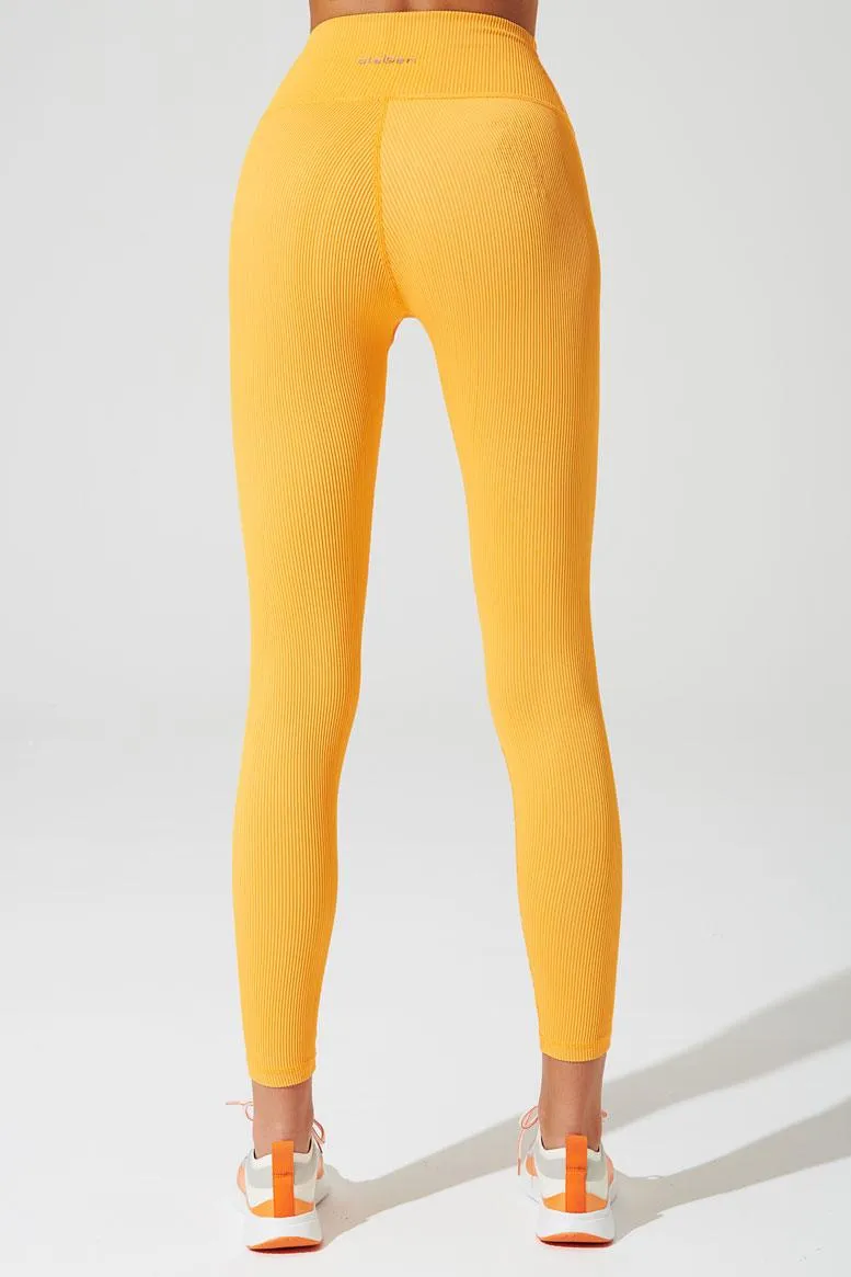 7/8 High Waist Ribbed Legging - Saffron
