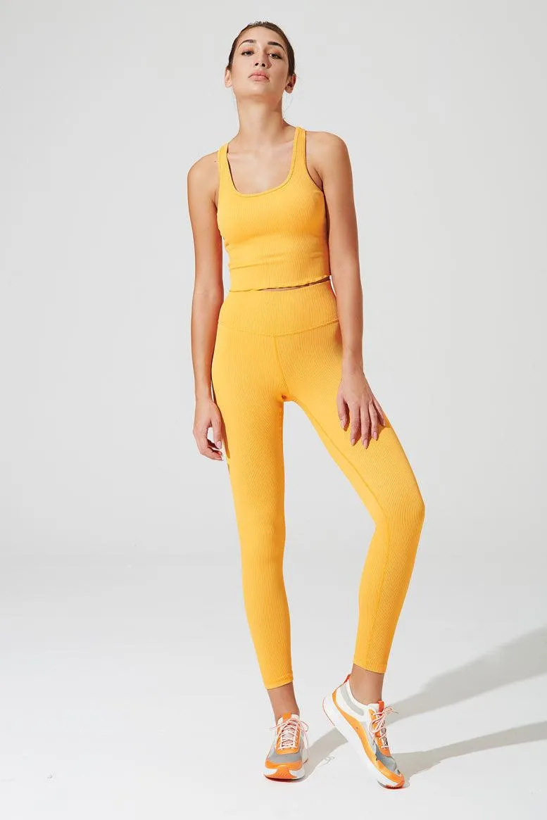 7/8 High Waist Ribbed Legging - Saffron