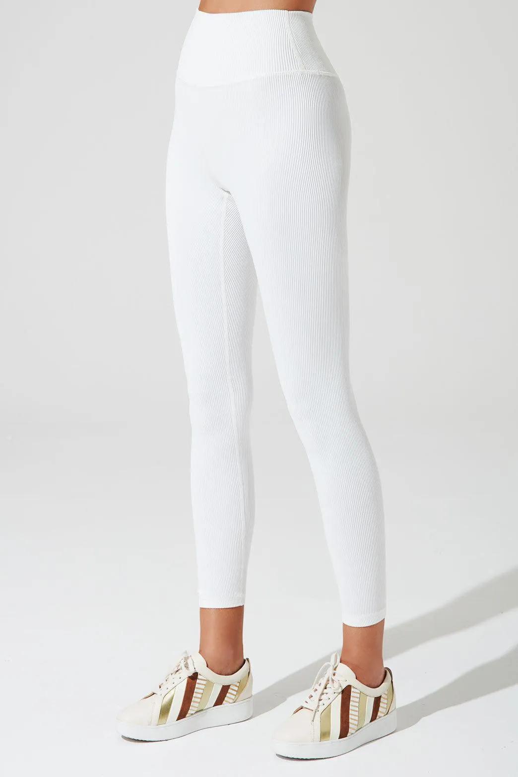 7/8 High Waist Ribbed Legging - White