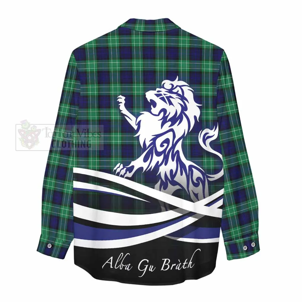 Abercrombie Tartan Women's Casual Shirt with Alba Gu Brath Regal Lion Emblem