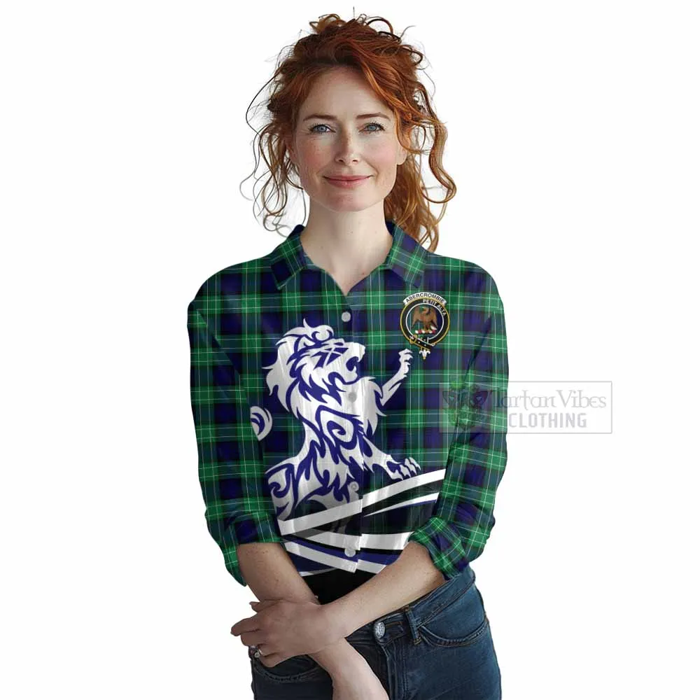 Abercrombie Tartan Women's Casual Shirt with Alba Gu Brath Regal Lion Emblem
