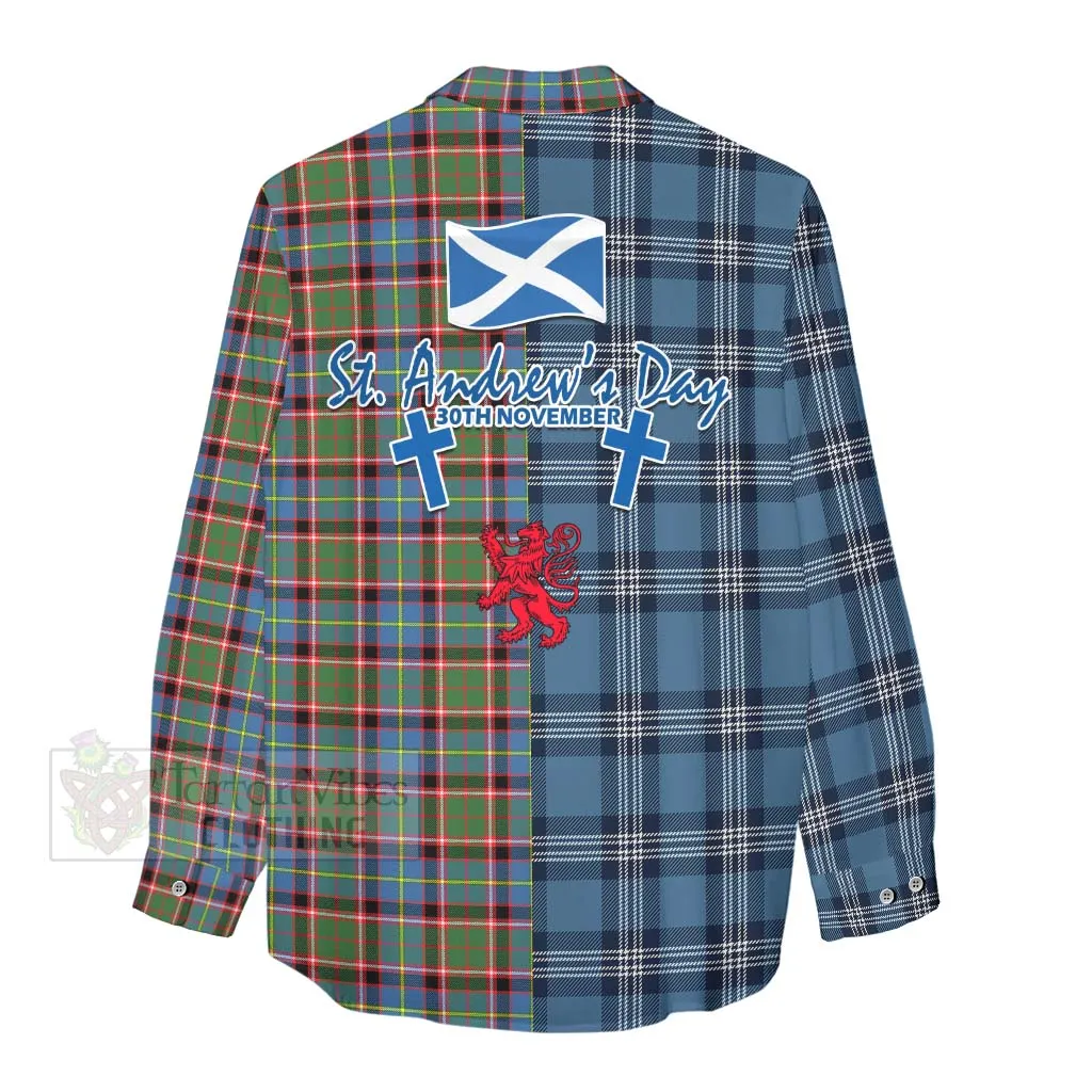 Aikenhead Tartan Women's Casual Shirt Happy St. Andrew's Day Half Tartan Style