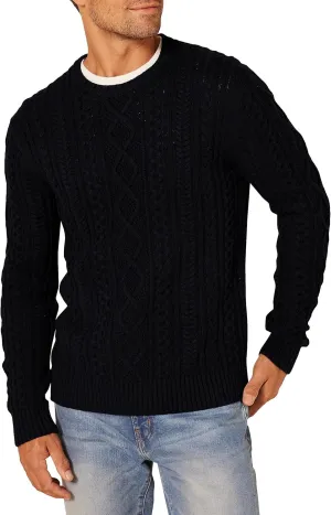 Amazon Essentials Men's Long-Sleeve 100% Cotton Fisherman Cable Crewneck Sweater