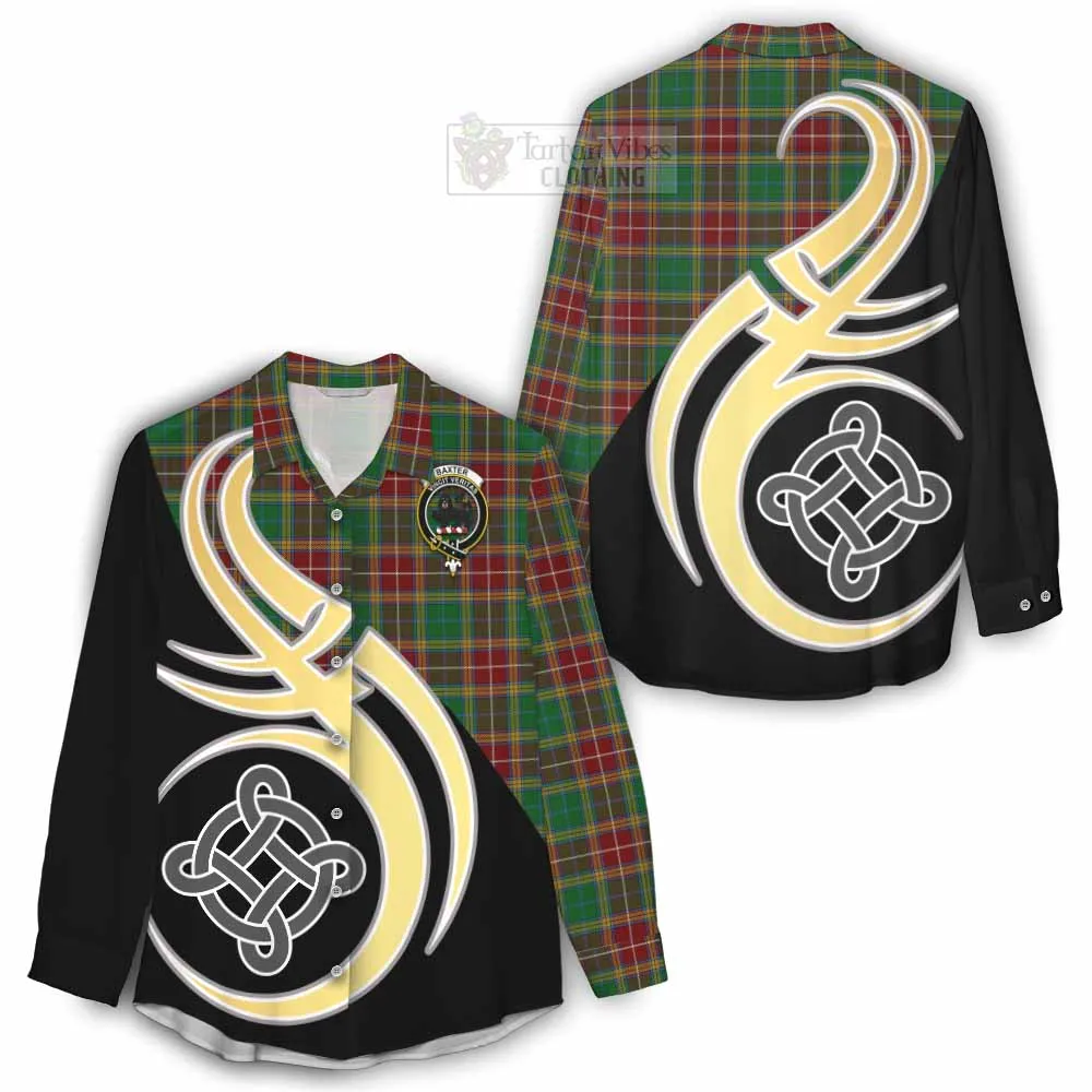 Baxter Tartan Women's Casual Shirt with Family Crest and Celtic Symbol Style