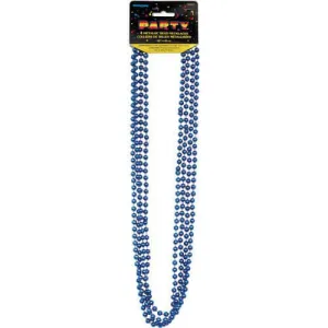 Bead Necklace-Blue Metallic