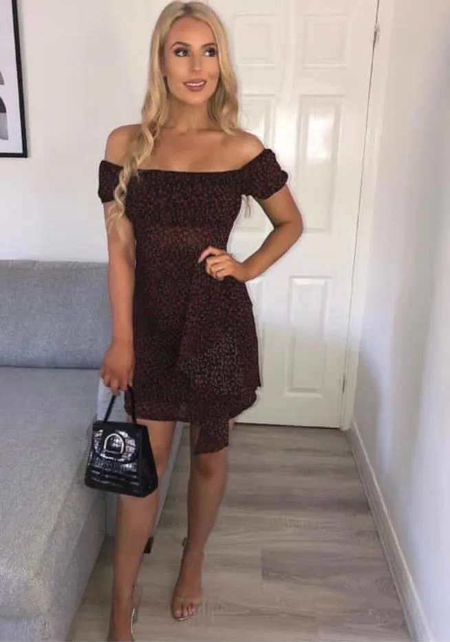 Black Floral Print Mini Dress