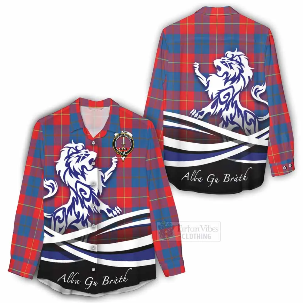 Blane Tartan Women's Casual Shirt with Alba Gu Brath Regal Lion Emblem