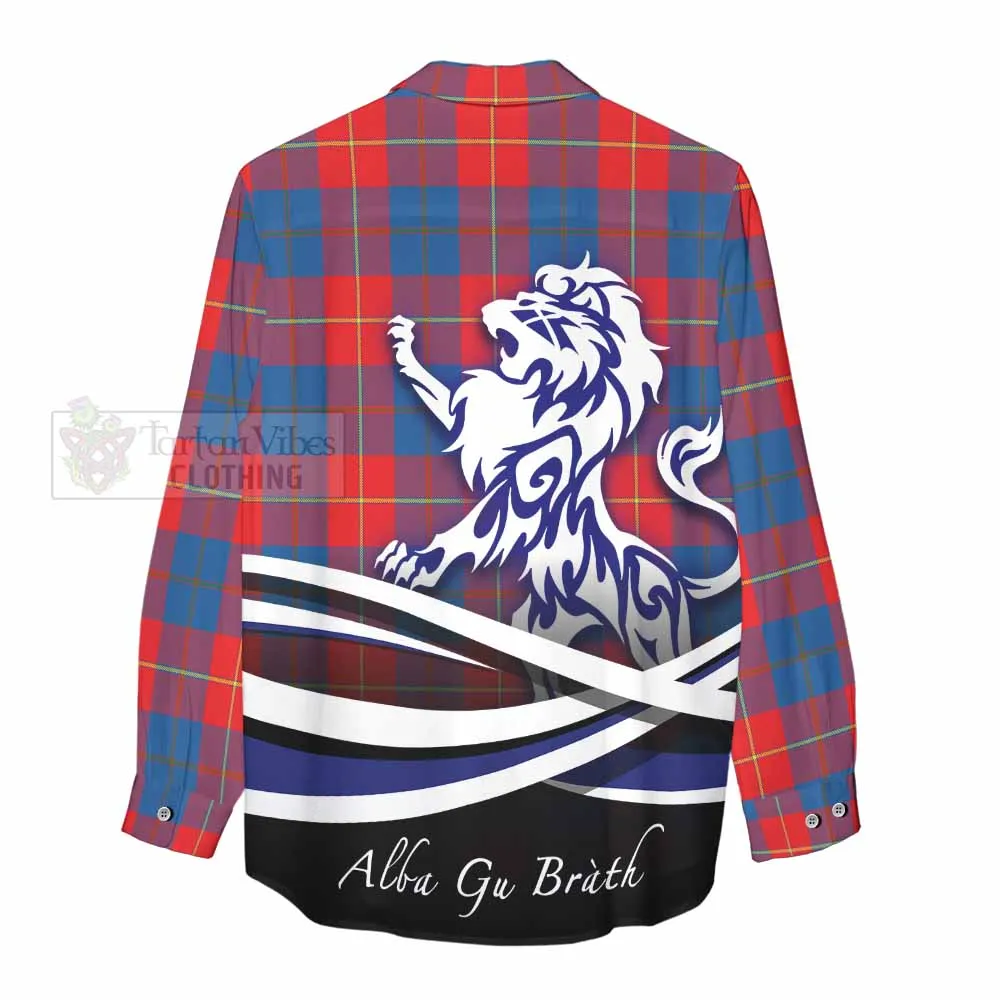 Blane Tartan Women's Casual Shirt with Alba Gu Brath Regal Lion Emblem