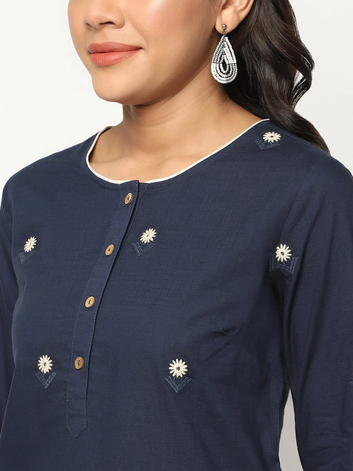 Blue Embroidered Kurta Set