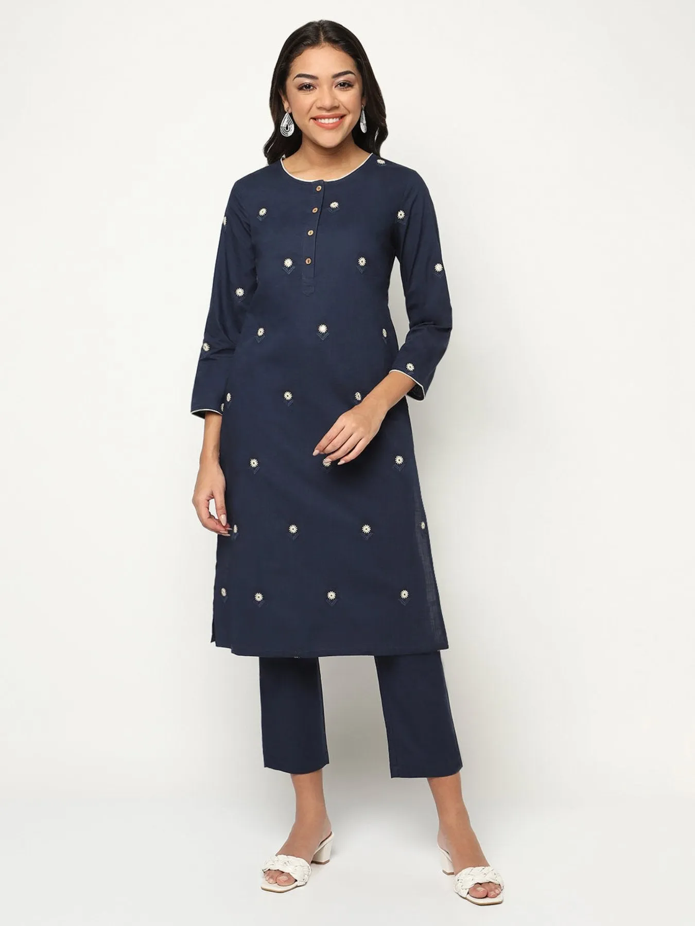 Blue Embroidered Kurta Set