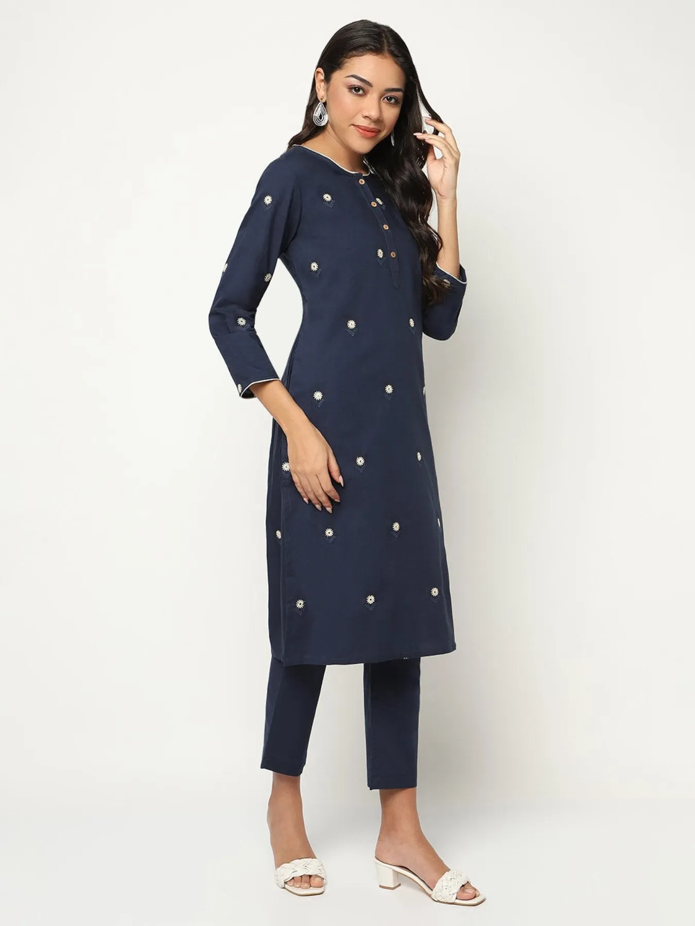Blue Embroidered Kurta Set