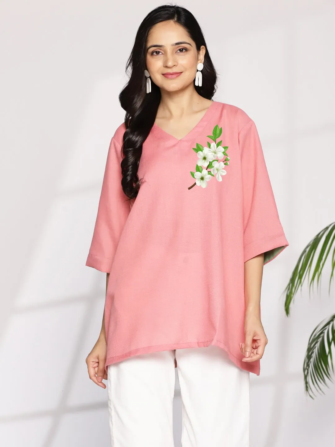Blush CottonSlub OversizedTop - WhiteRadiance