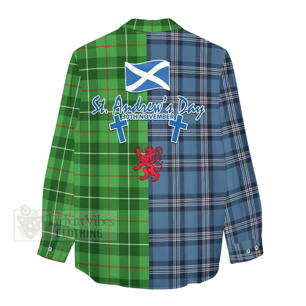 Boyle Tartan Women's Casual Shirt Happy St. Andrew's Day Half Tartan Style