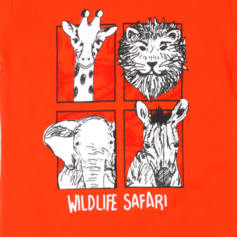 Boys 2 Pcs Suit  Wildlife Safari -Red