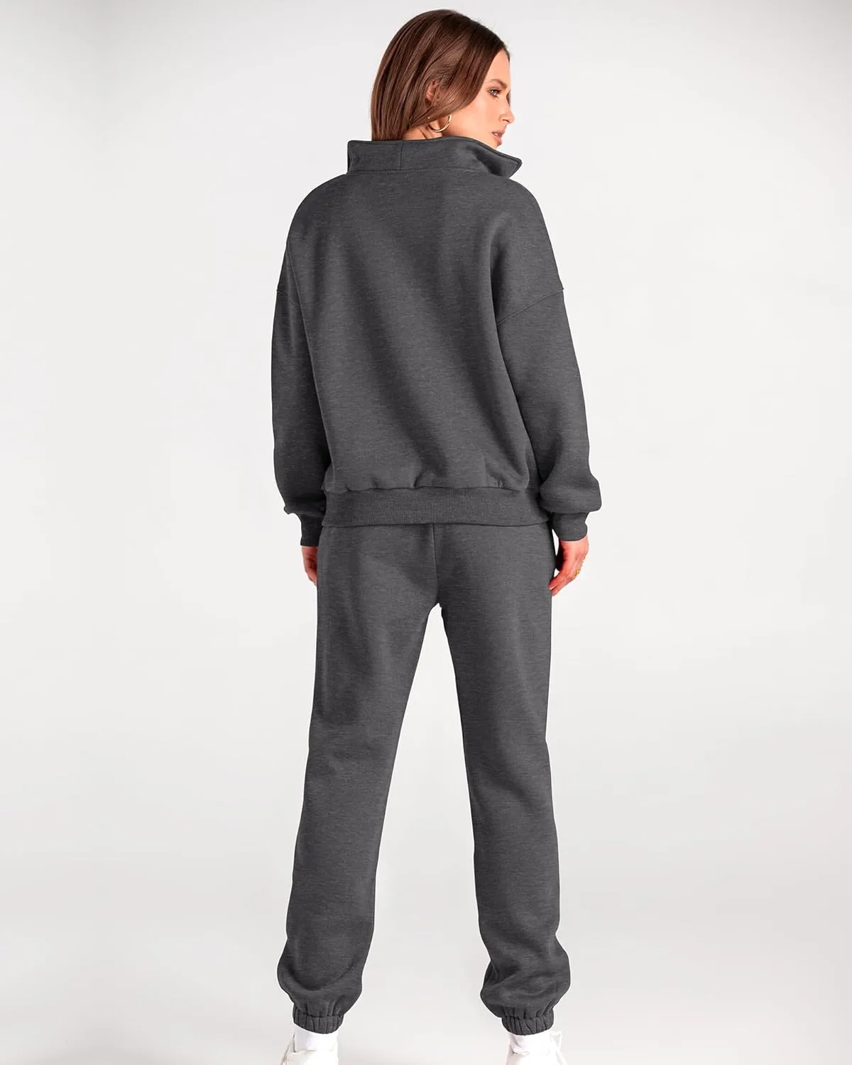 BTFBM Women 2 Piece Tracksuits Fall Winter 1/4 Zip Sweatshirt Jogger Pants Matching Lounge Sets Thick Sweatsuits Pockets