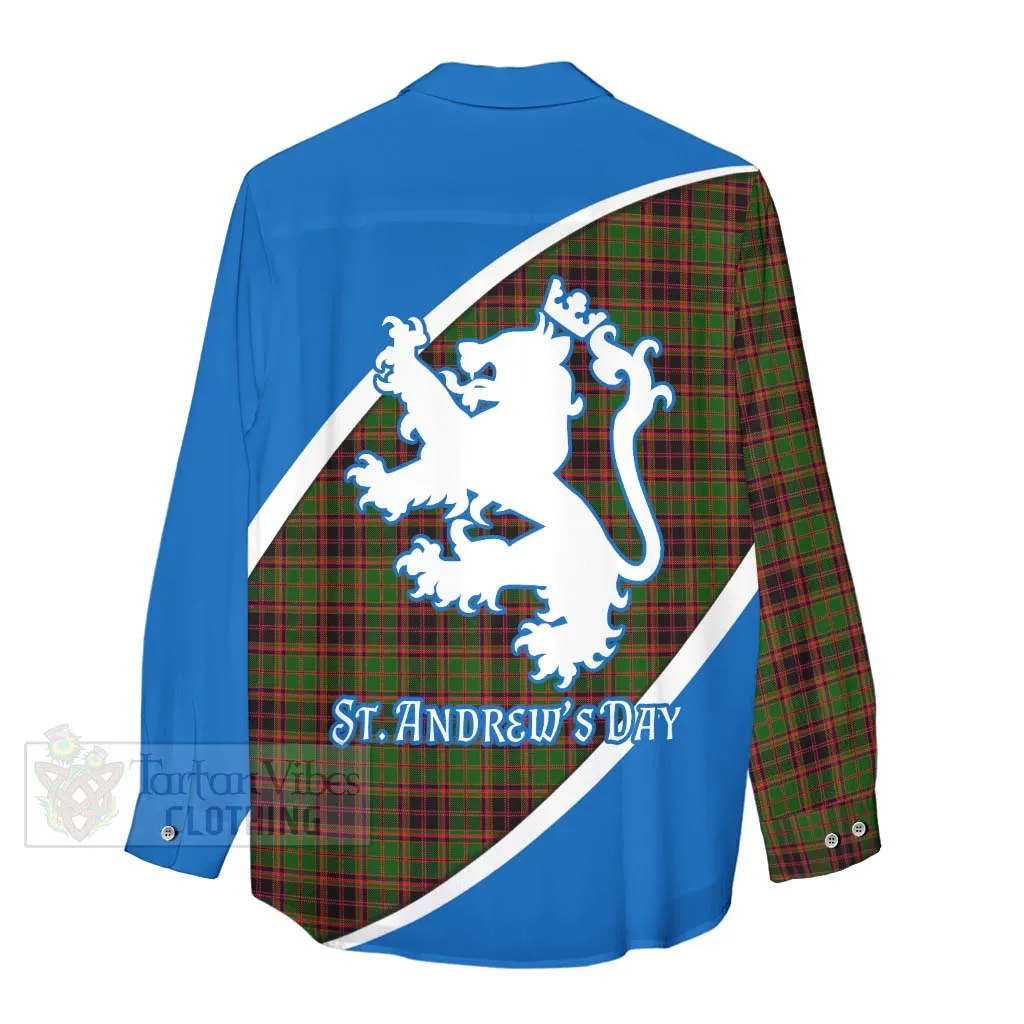 Buchan Family Crest Tartan Women's Casual Shirt Celebrate Saint Andrew's Day in Style