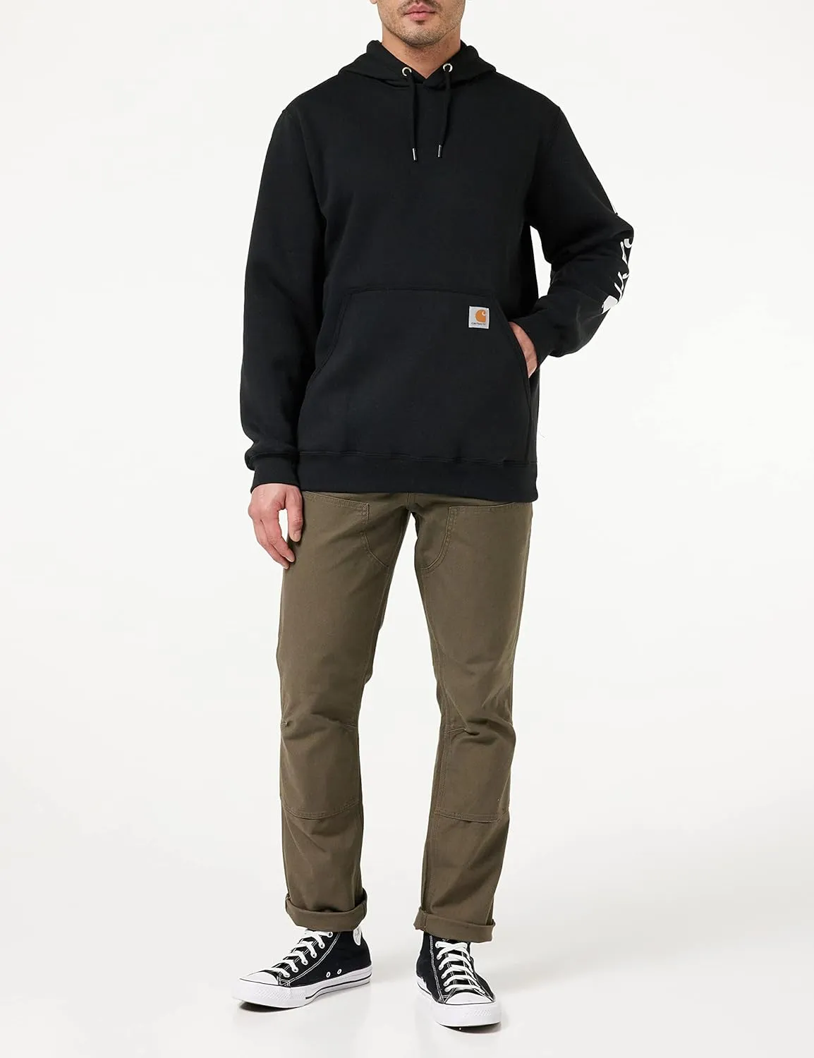 Carhartt Men's Midweight Signature Sleeve Logo Hooded Sweatshirt