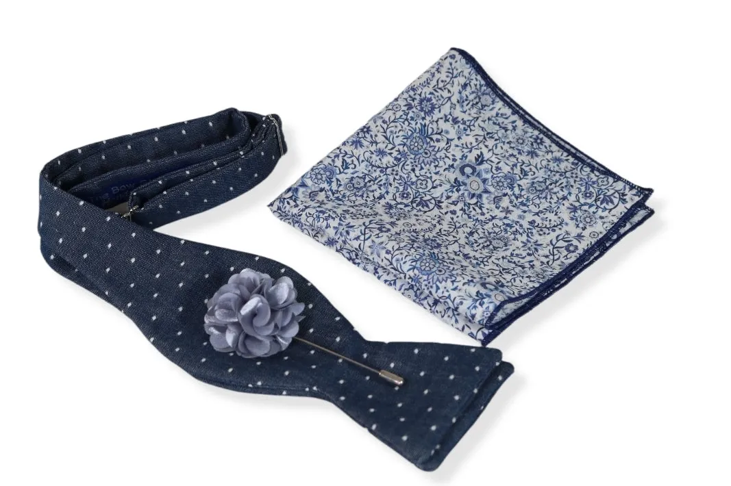 Dali Dot Plaid Bow Tie, Pocket Square and Lapel Pin Set