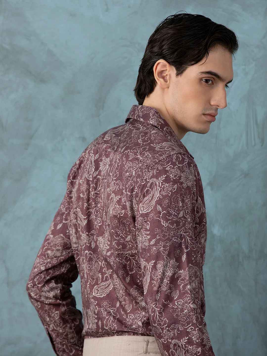Dark Pink Printed Shirt