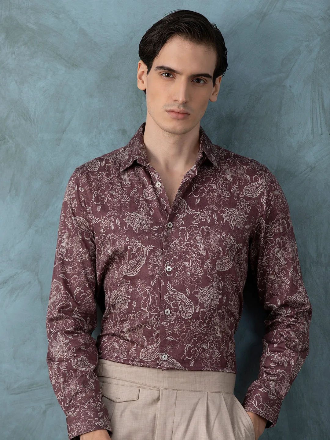 Dark Pink Printed Shirt