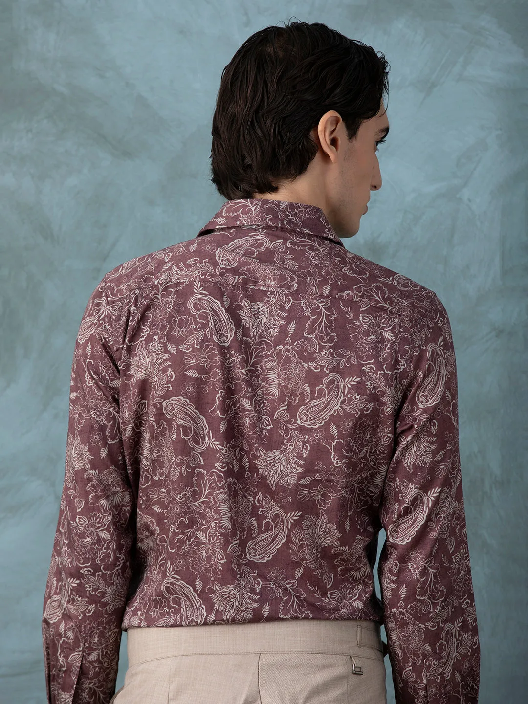 Dark Pink Printed Shirt
