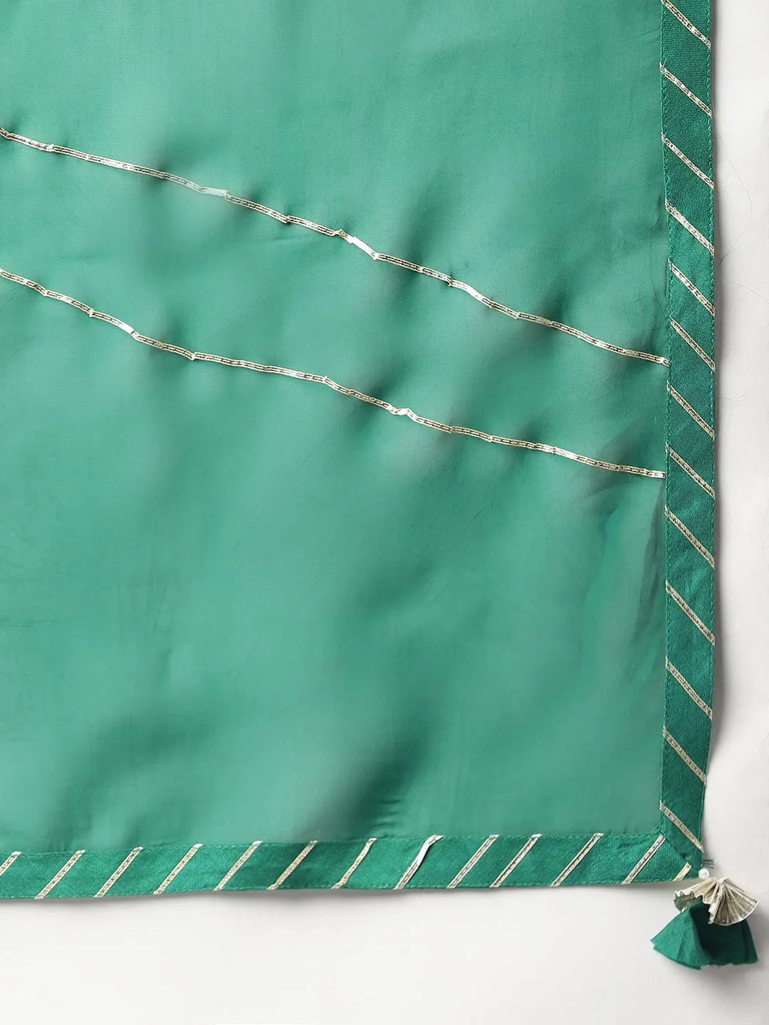 Green Uppada Silk Hand Embroidery Kurta Sharara With Organza Dupatta