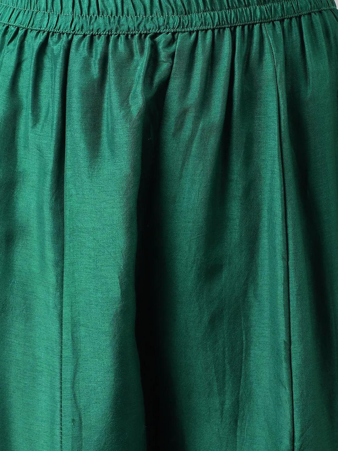 Green Uppada Silk Hand Embroidery Kurta Sharara With Organza Dupatta