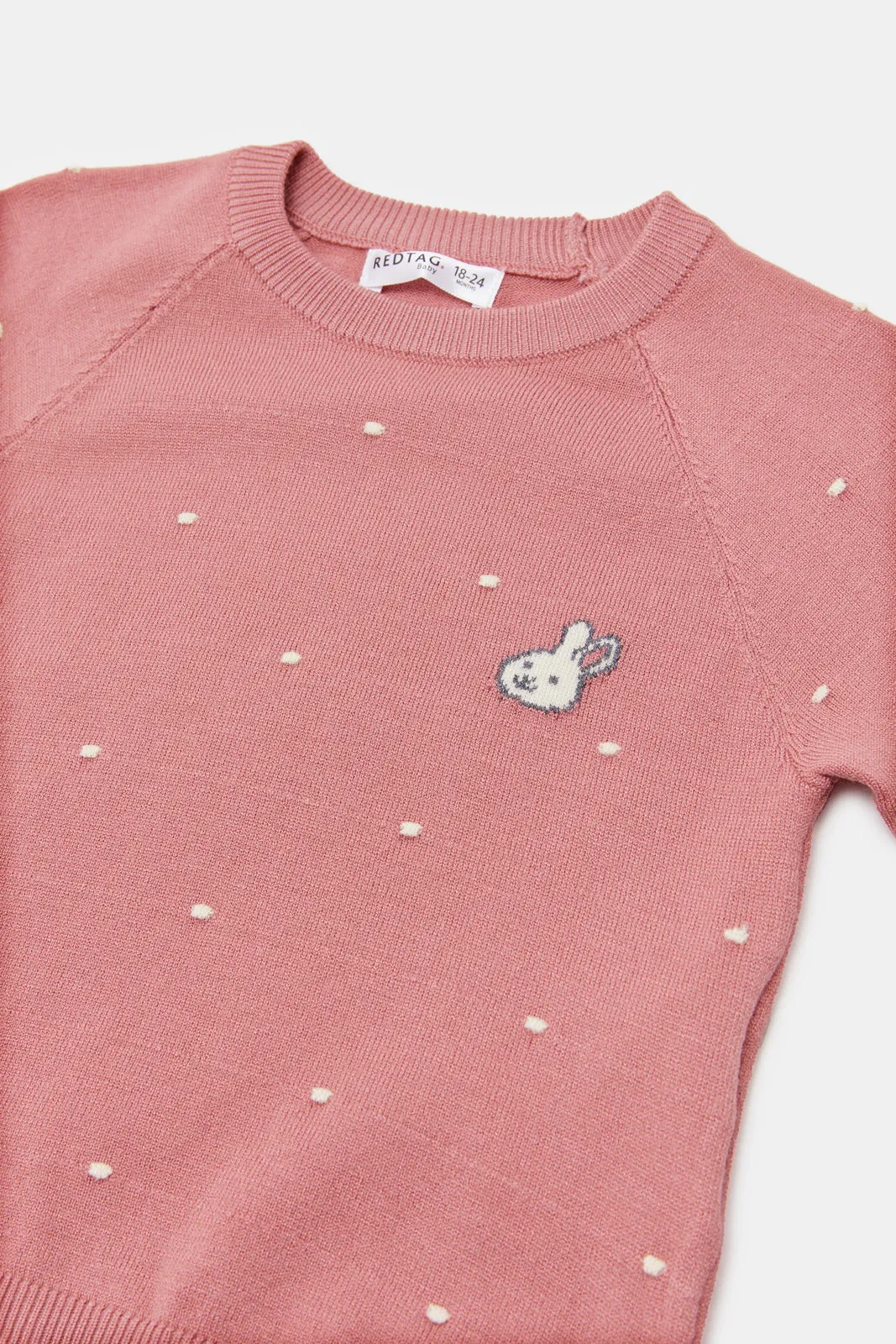 Infant Girls Pink Embellished Pullover And Legging Knitted Set (2 Piece)