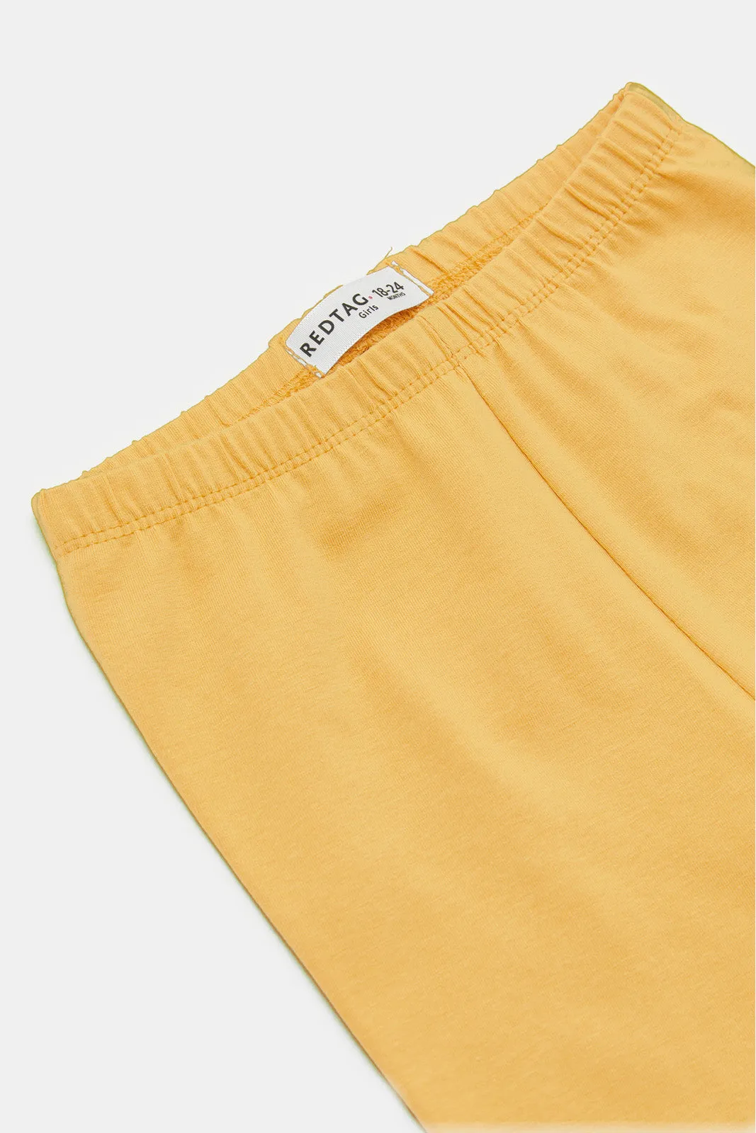 Infant Girls White And Mustard Casual Set (2 Piece)