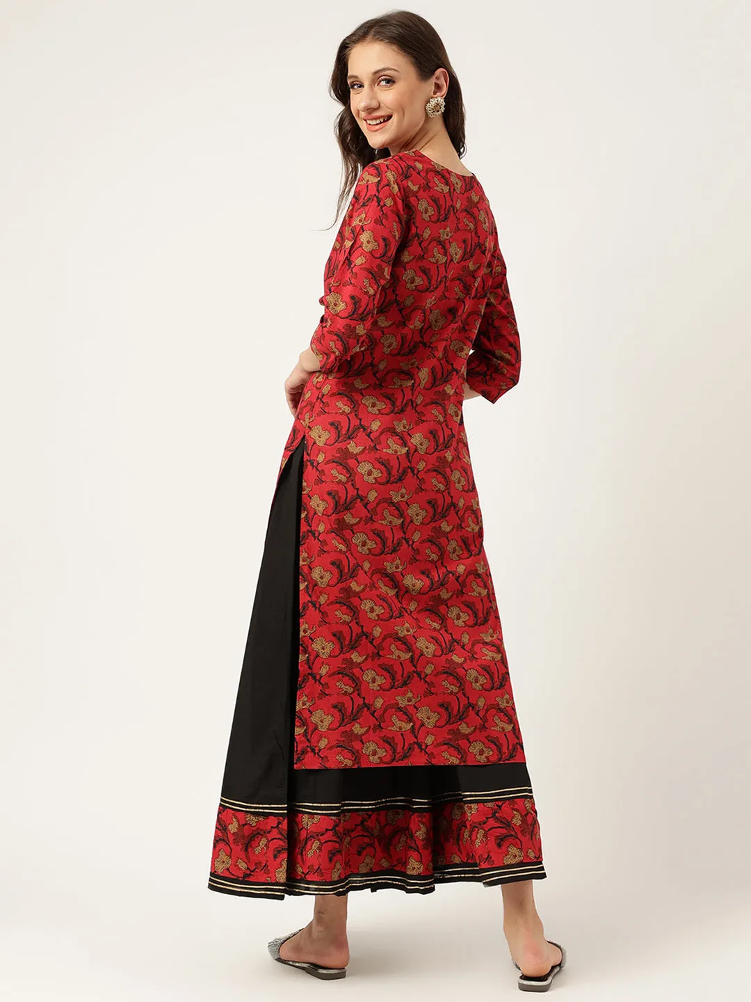 Jashvi Floral Printed Cotton Kurta with Sharara Set