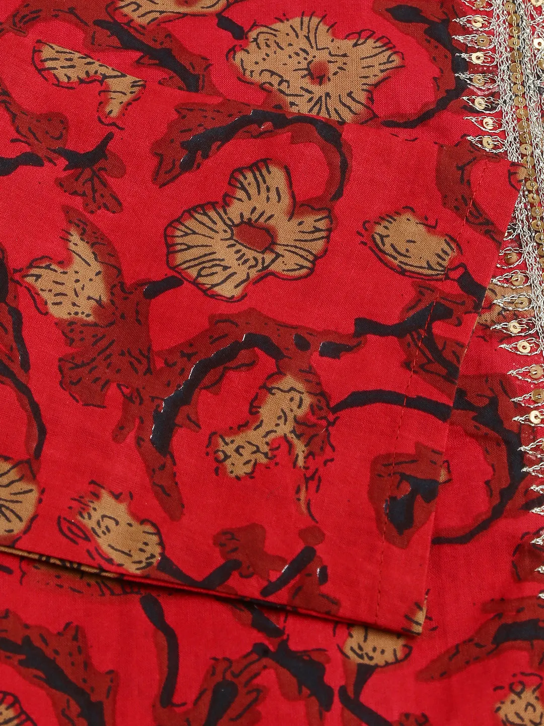 Jashvi Floral Printed Cotton Kurta with Sharara Set