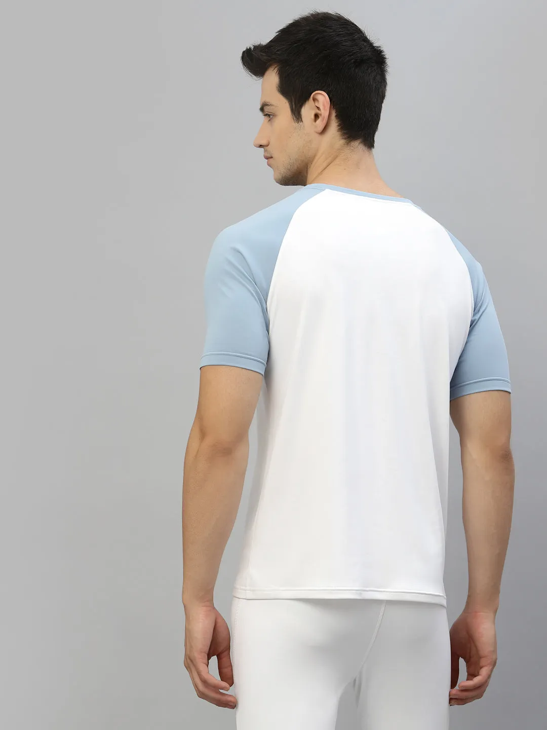 JUMP USA Ultralyte Men White & Cashmere Blue Running Rapid Dry T-Shirt