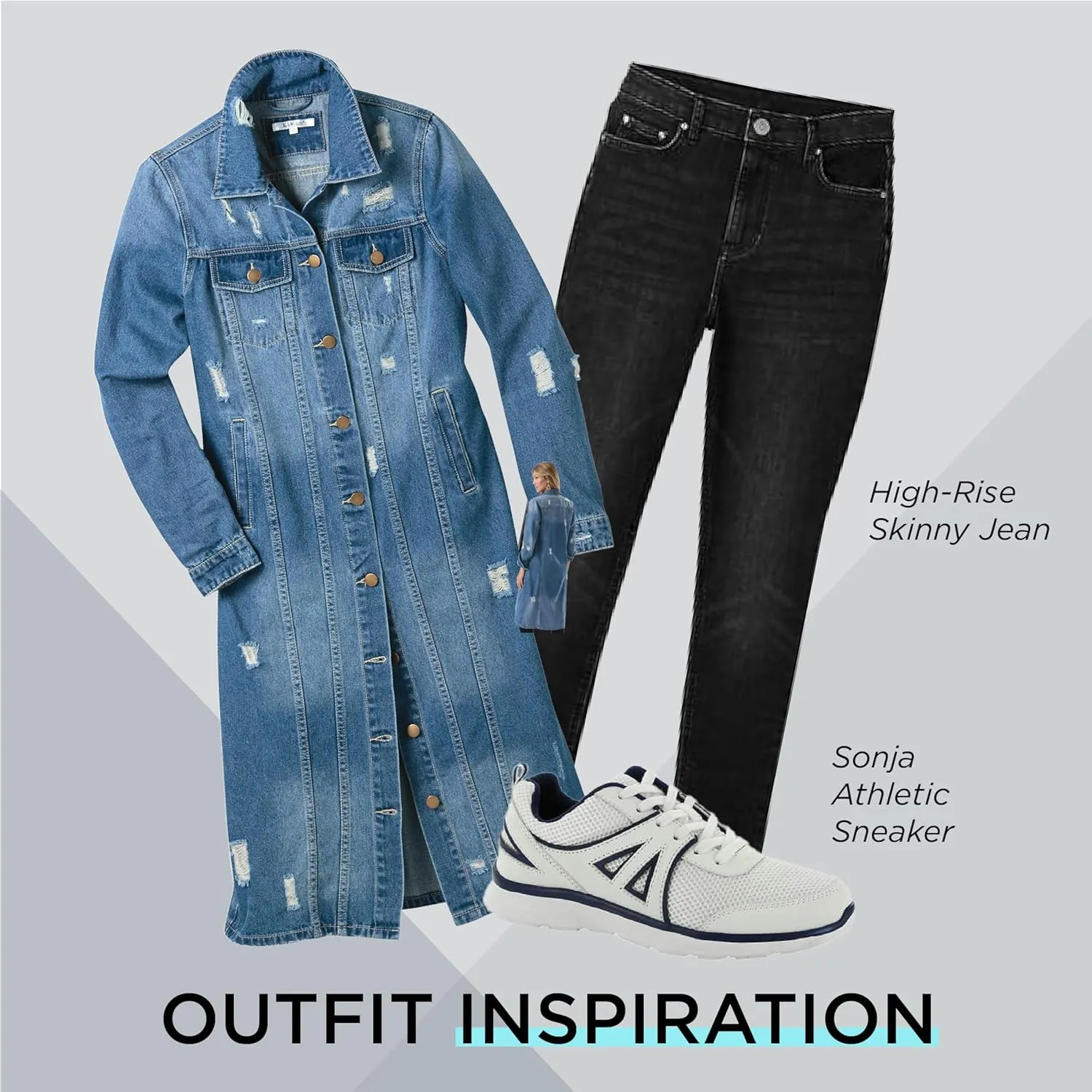 K. Jordan Womens Long Destructed Cotton Jean Jacket