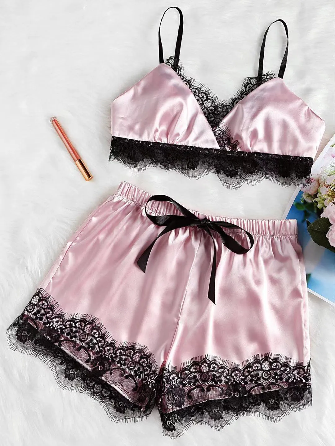 Lace Split Pajama Set