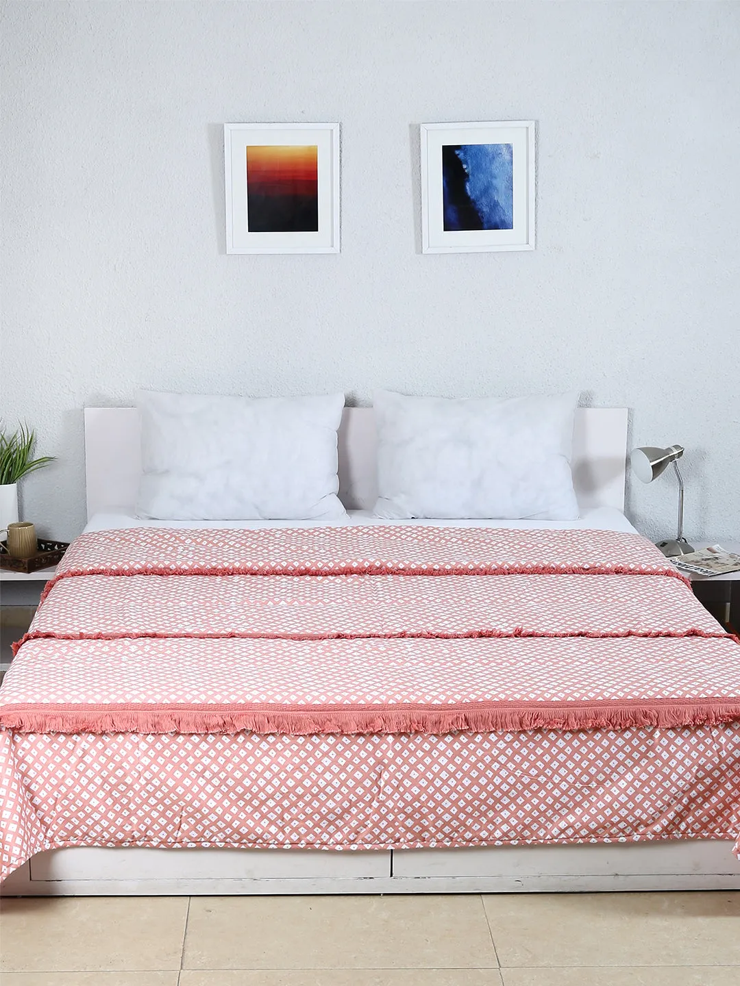 Leheriya Double Bedcover (Pink)