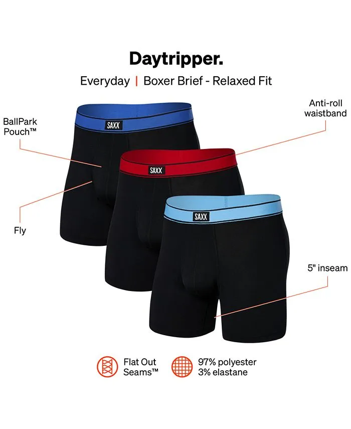 Men's Daytripper 3 pcs. Slim fit boxers SAXX, color Slvr Lke/chry/sprt Blu Wb