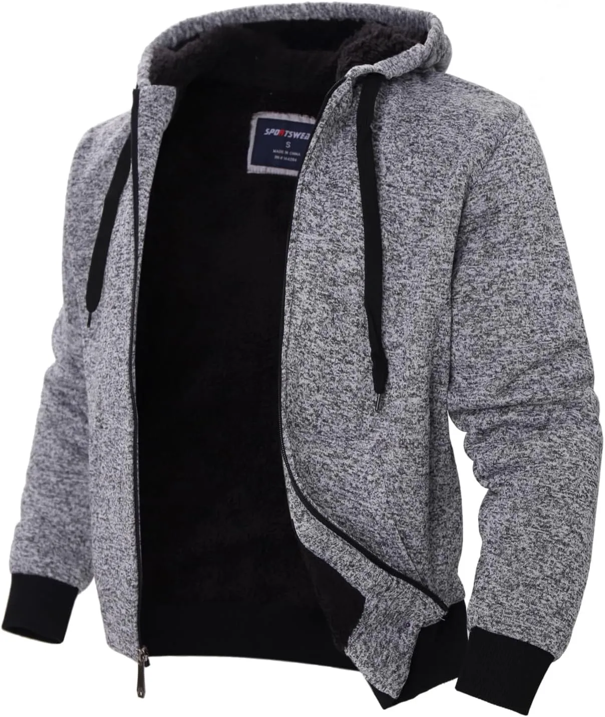 Mens Hoodies Zip Up Thick Sherpa Lined Heavyweight Workout Winter Warm Sweatshirt Jackets