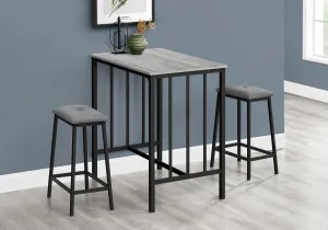 MetroElegance 3-Piece Counter Height Dining Set – 36” Rectangular, Grey Laminate & Black Metal