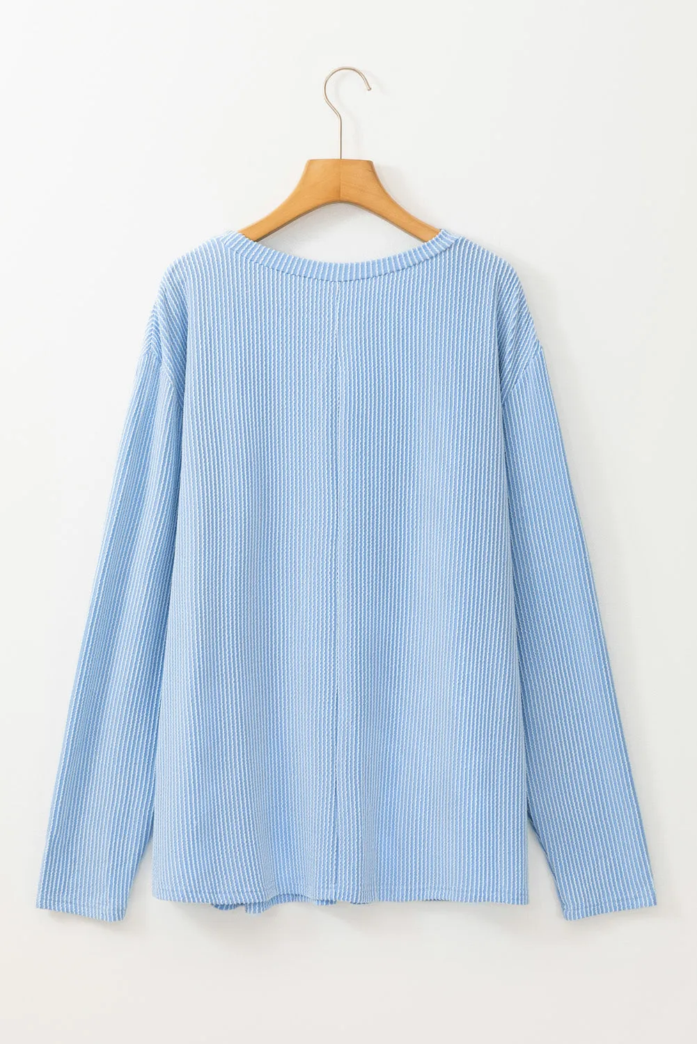 Myosotis Plus Size Ribbed Textured Long Sleeve T Shirt