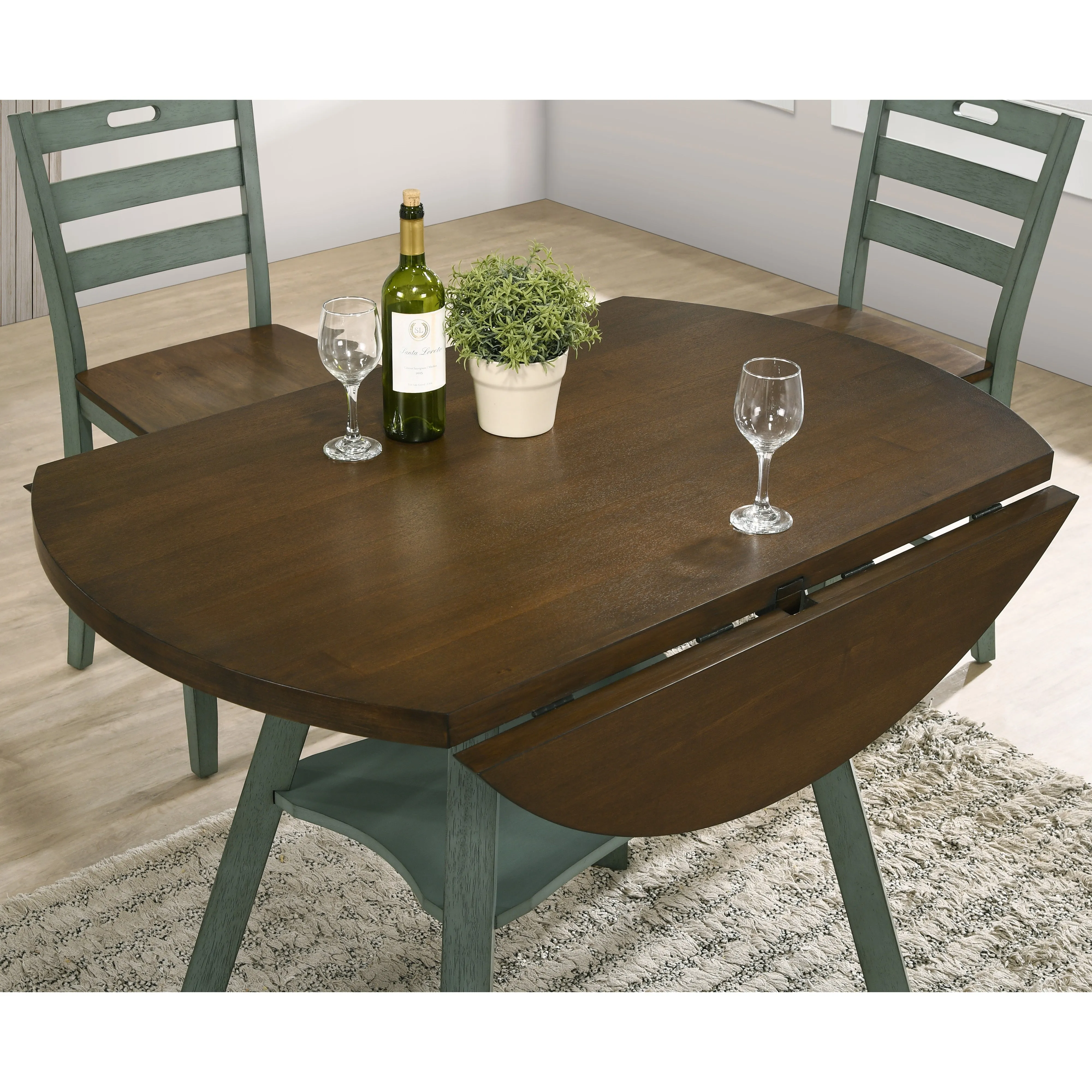Narthan Farmhouse 47" Drop-Leaf Round Counter Height Table