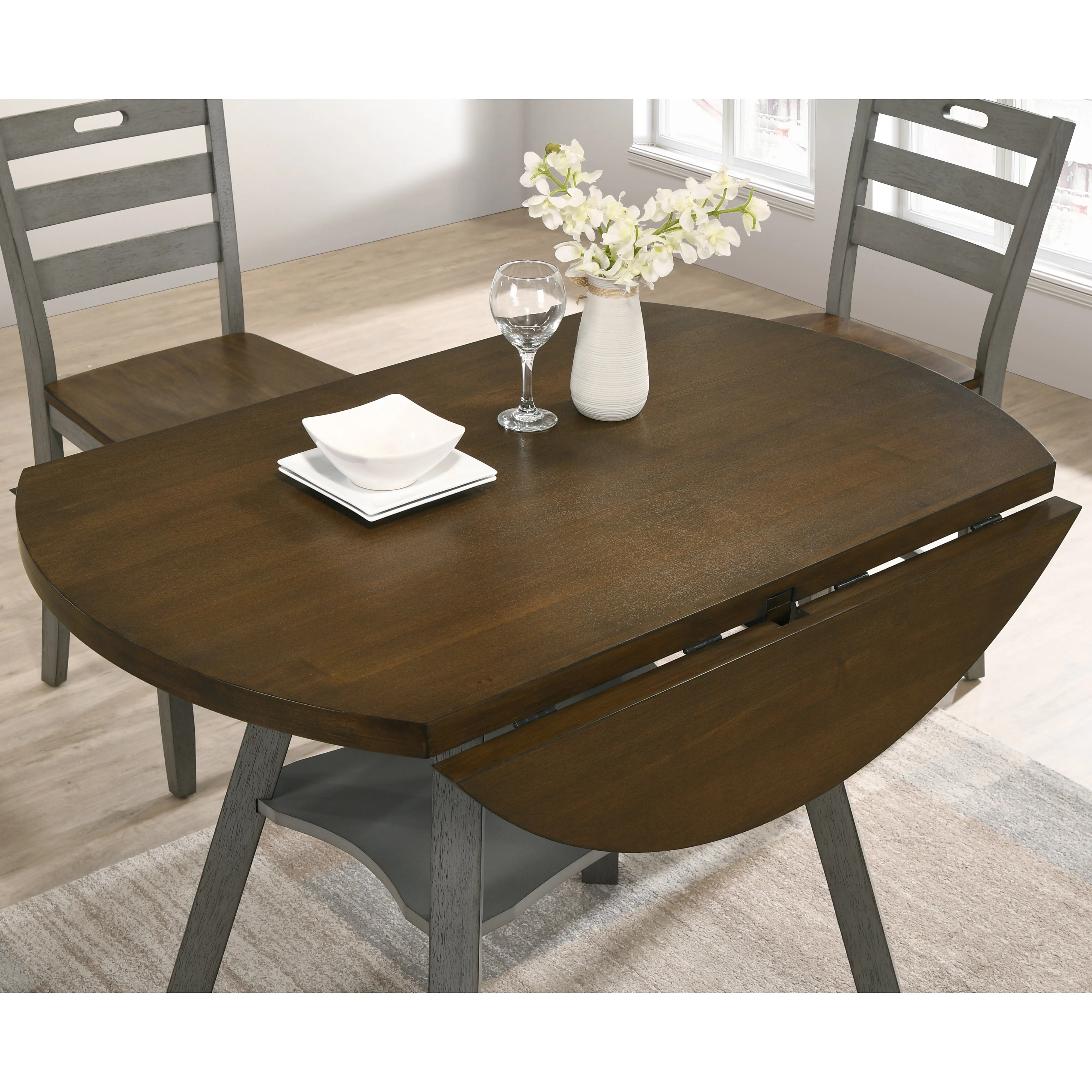 Narthan Farmhouse 47" Drop-Leaf Round Counter Height Table