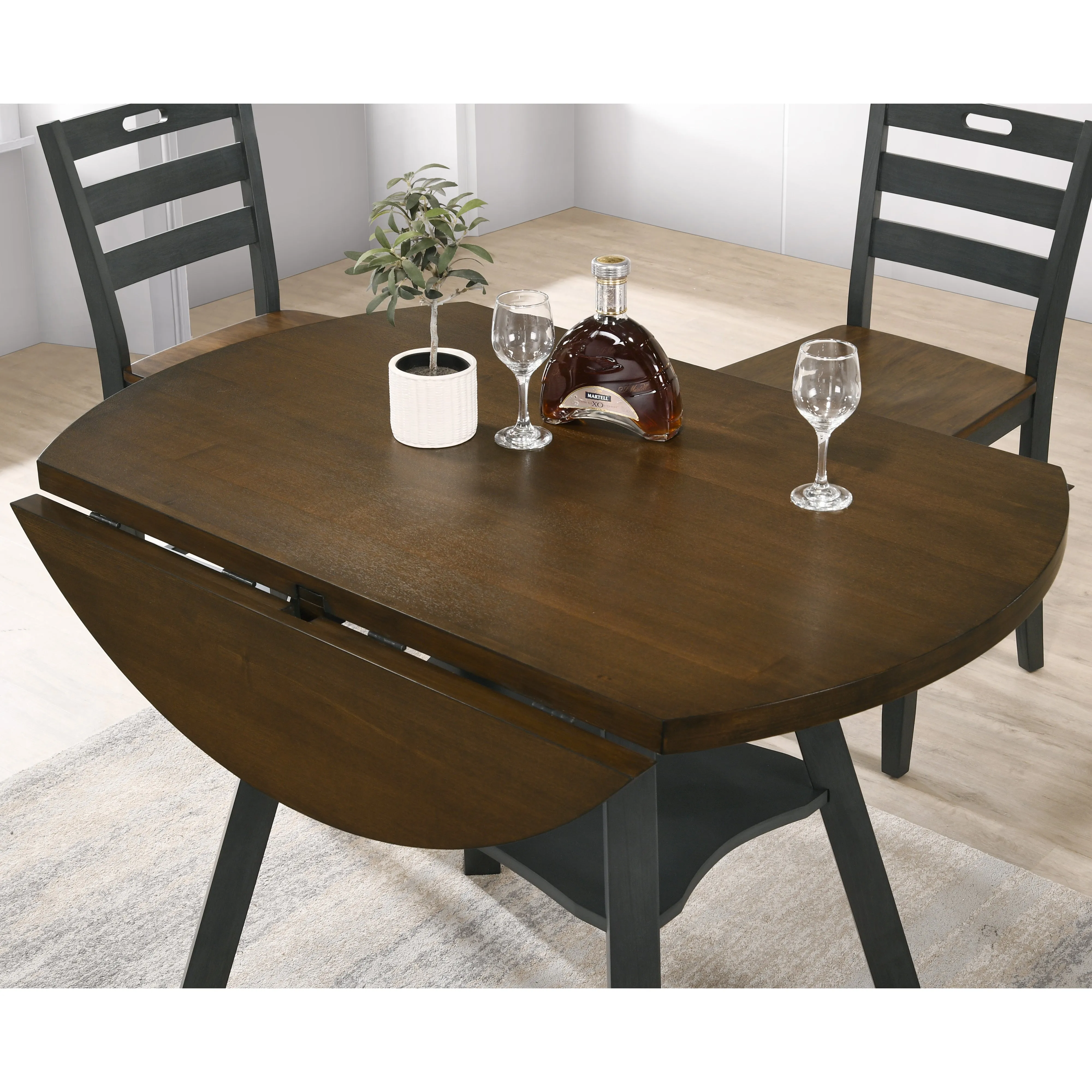 Narthan Farmhouse 47" Drop-Leaf Round Counter Height Table