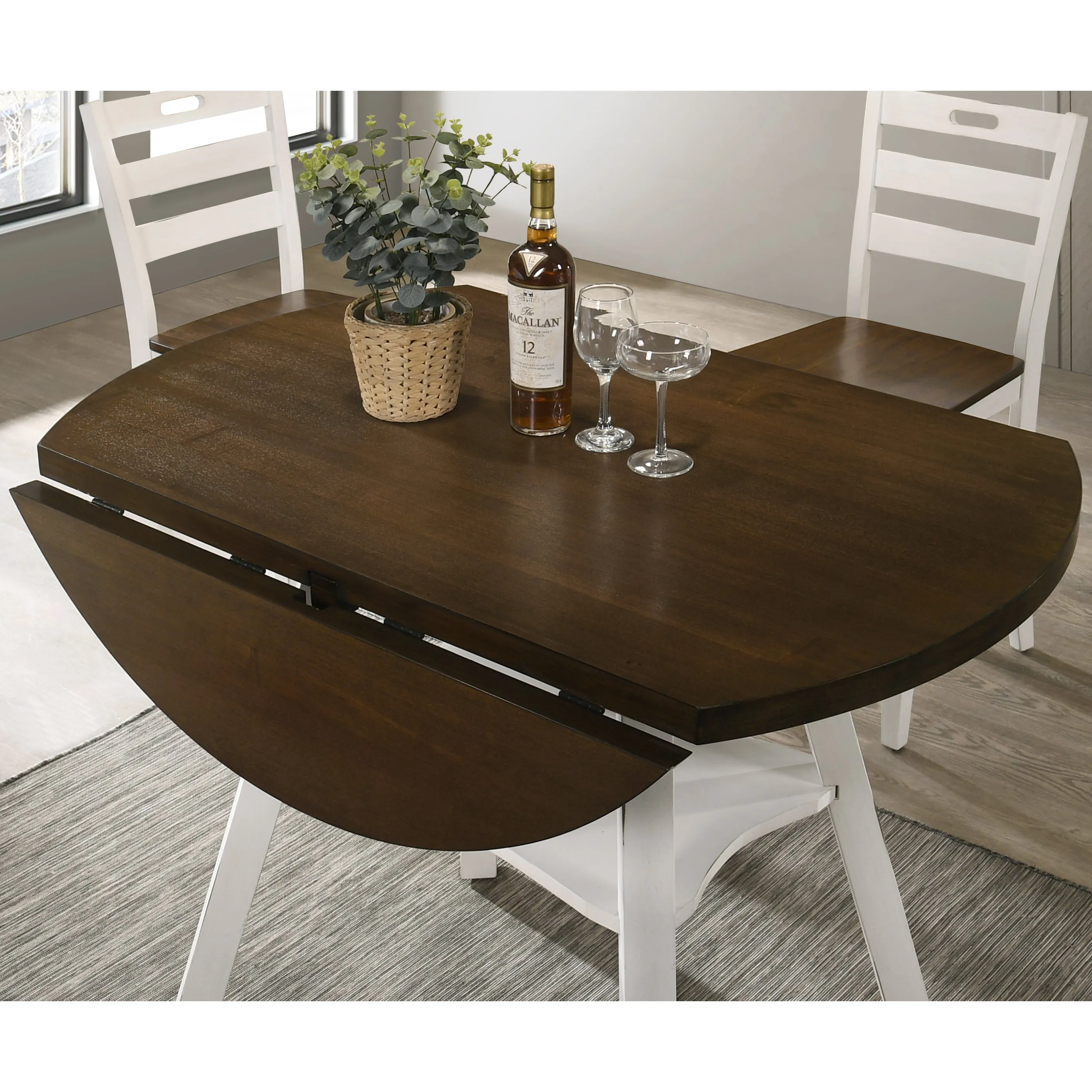 Narthan Farmhouse 47" Drop-Leaf Round Counter Height Table