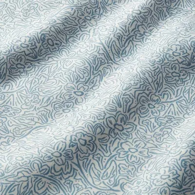 New - Queen 400 Thread Count Performance Sheet Set Blue Floral - Threshold