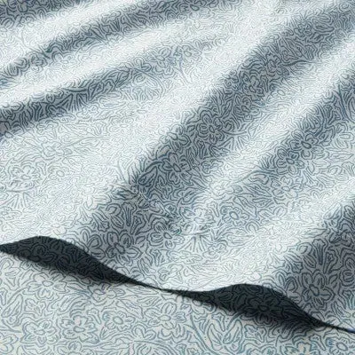 New - Queen 400 Thread Count Performance Sheet Set Blue Floral - Threshold