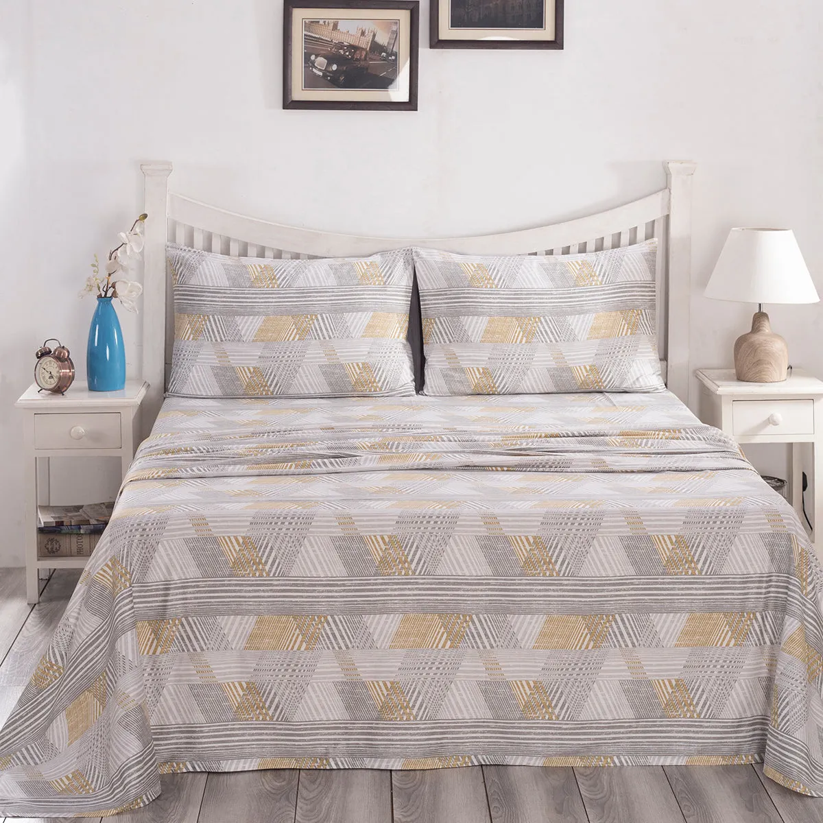 PBS Nomad Scuplt Maximus Printed 100% Cotton Neutral Soft Bed Sheet