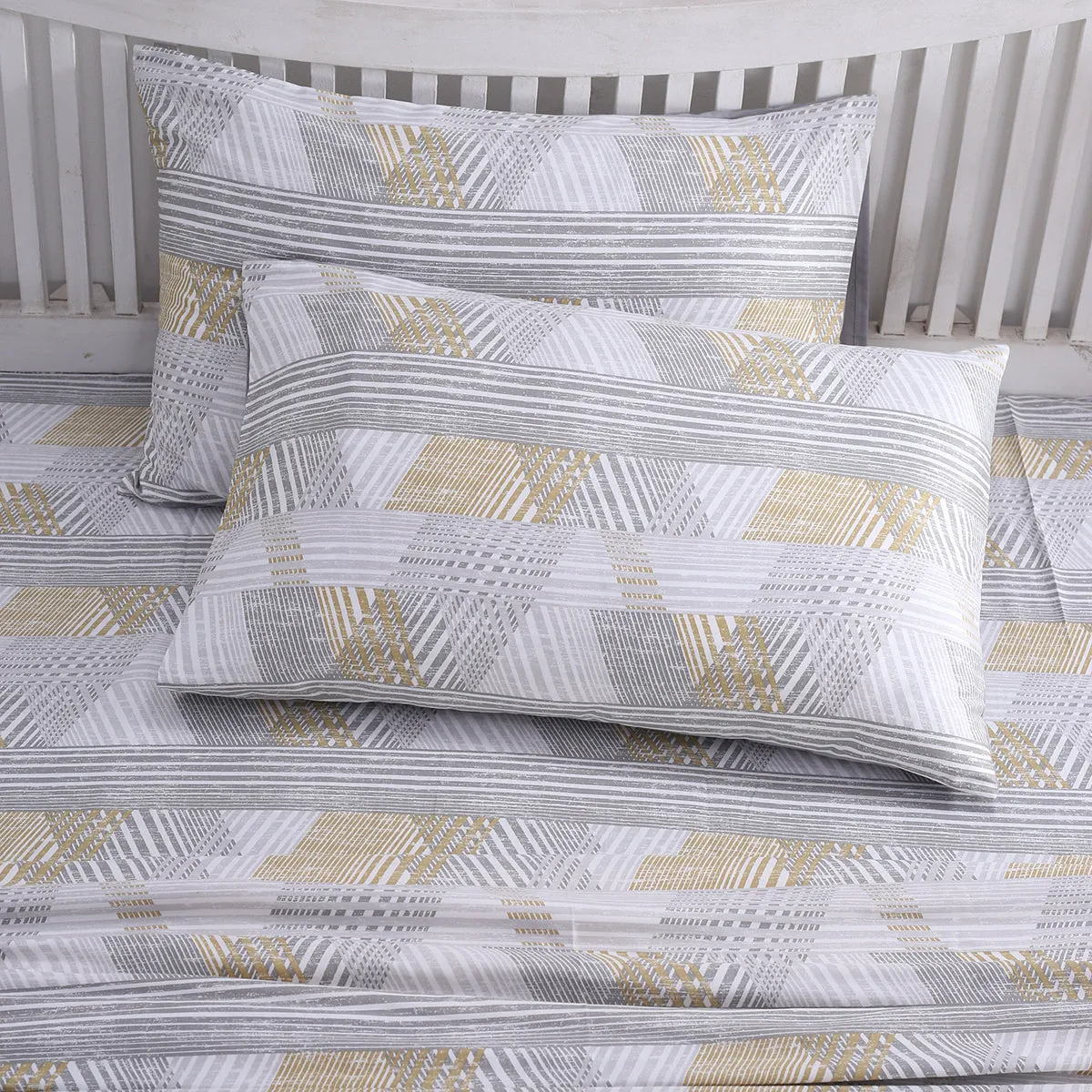 PBS Nomad Scuplt Maximus Printed 100% Cotton Neutral Soft Bed Sheet