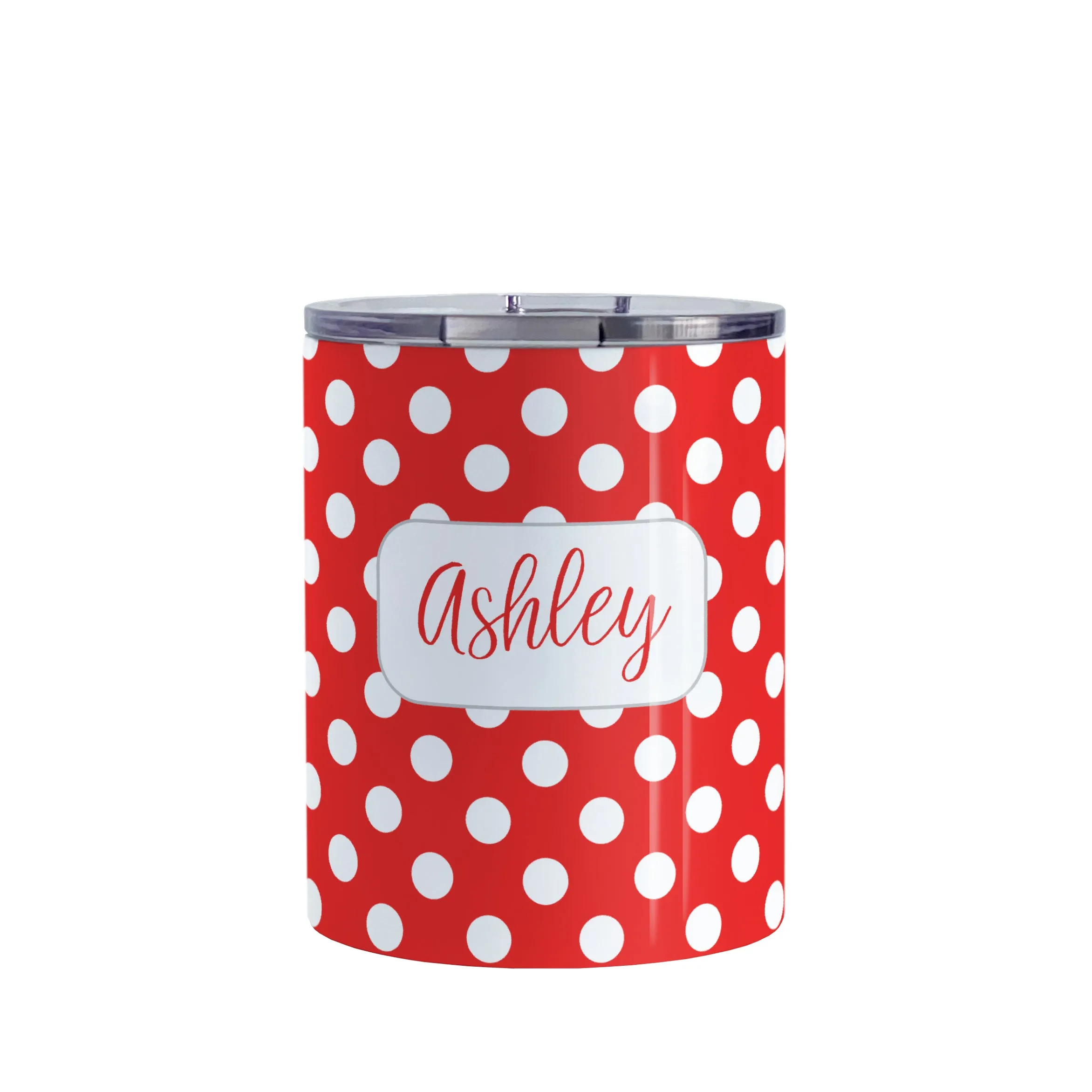 Personalized Red Polka Dot Tumbler Cup